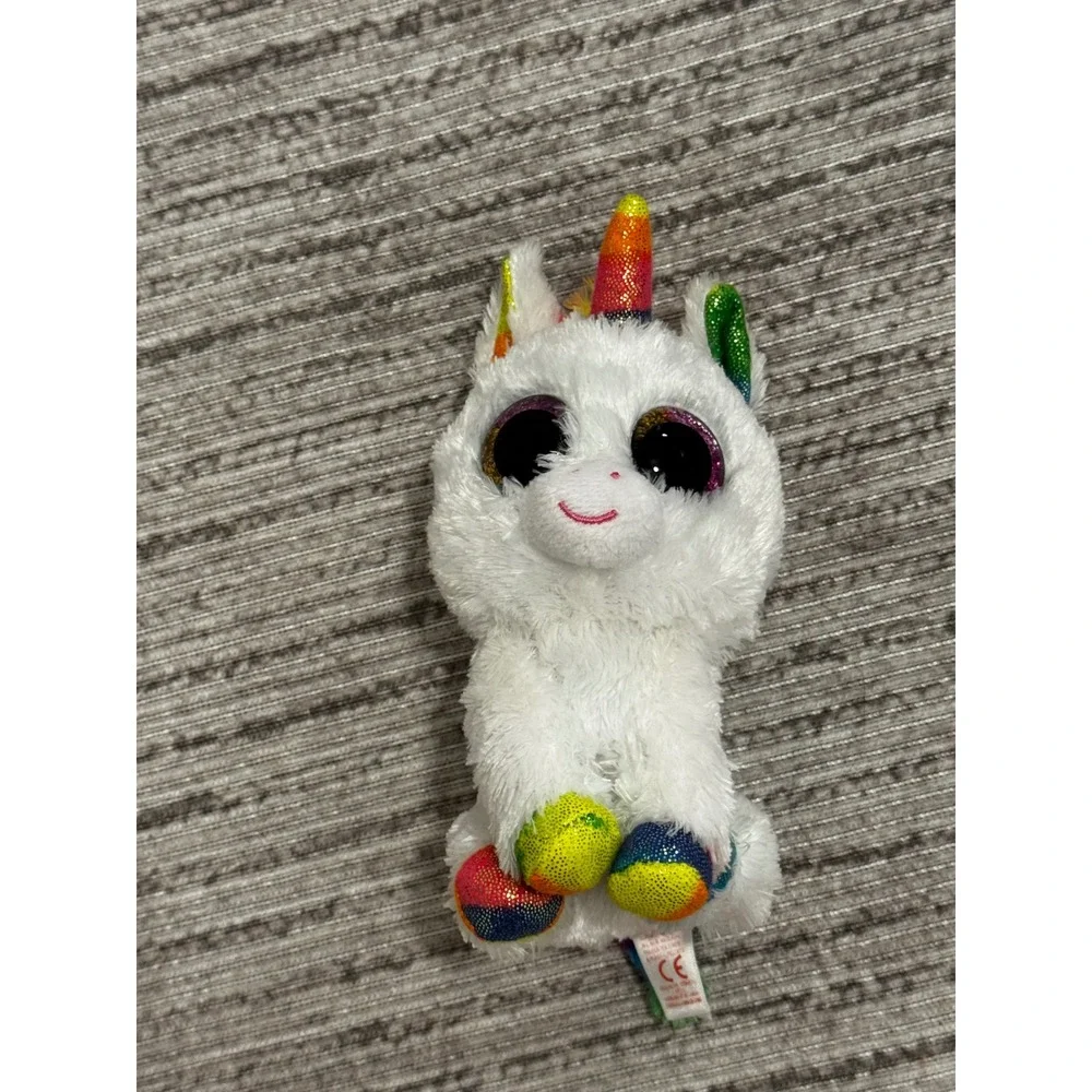 Ty Beanie Boos Pixy the White Unicorn Rainbow Horn Plush Stuffed Animal 6 inch